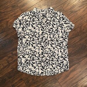 croft & barrow Black and Cream Floral Blouse